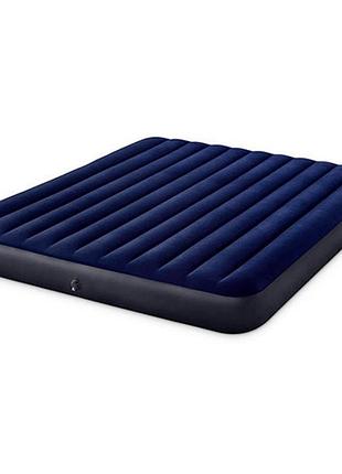 Матрас надувной велюровый intex синий 183x203x25 см