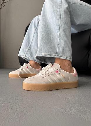 😍 женские кроссовки adidas samba beige/pink