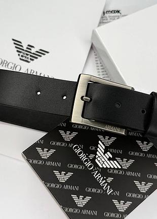 Чоловічий ремінь armani з натуральної шкіри, чоловічий ремінь армані 130 см, ремінь зі шкіри чорного кольору