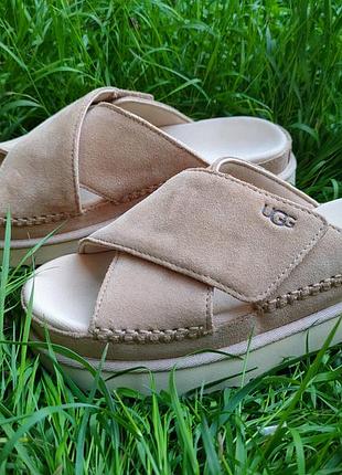 Тапочки шлепки женские ugg goldenstar cross slide beige