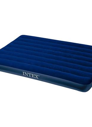 Матрас надувной intex велюровый 137х191х25 см синий