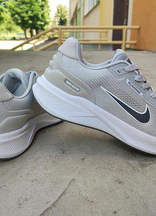 Кросівки чоловічі nike zoom running наскрізна сітка світло-сірі