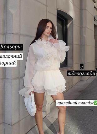 Сукня жіноча міні пишна с воланами та трояндами з рюшами повітряна