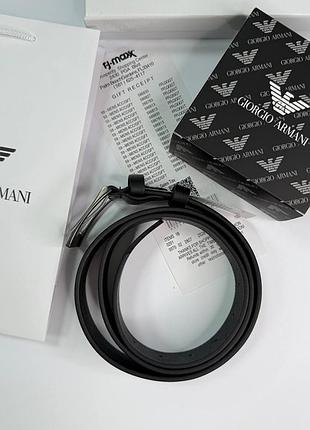 Мужской ремень armani из натуральной кожи, мужской ремень армані 130 см, ремень из кожи черного цвета
