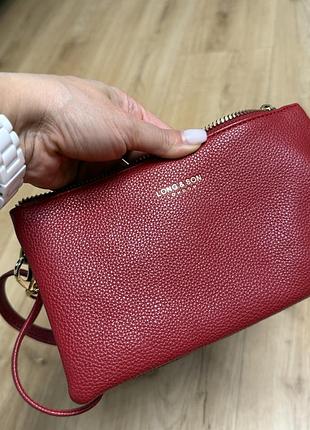 Стильна сумка-кросбоді long & son london у насиченому червоному кольорі