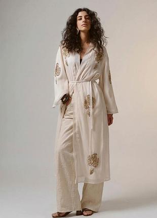 Кімоно zara вишивка шовк котон