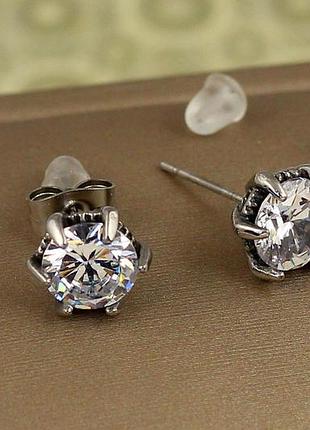 Сережки гвоздики xuping jewelry готика 8 мм сріблясті