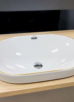 Умывальник (раковина) vbi gaeta white gold edge врезной