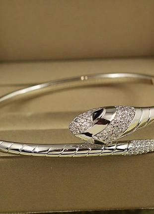 Браслет бенгл xuping jewelry змія нага 57 мм на руку від 16 см до 18 см сріблястий