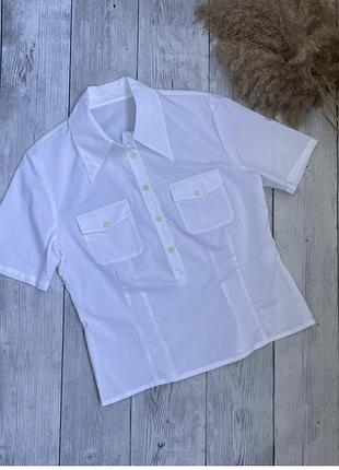 Рубашка, блузка белая l/xl (12/14)40/42 , пог 51 см, пот 48 см, поб 51 см, длина 60 см, состояние идеальное