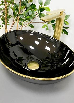 Умывальник (раковина) vbi parma black gold edge накладной