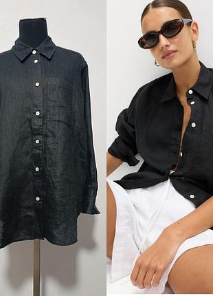 M&s collection рубашка свободного кроя из чистого льна, p 8/ xs-s