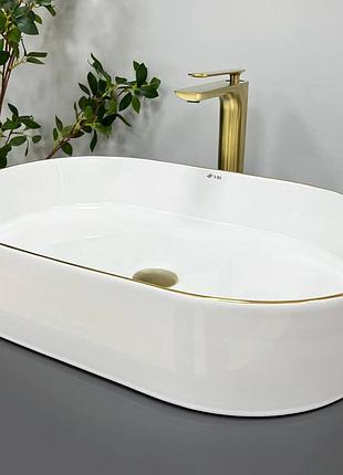 Умывальник (раковина) vbi verona 60 white gold edge накладной