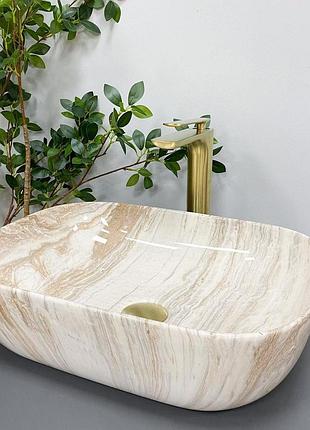 Умывальник (раковина) vbi ravenna travertine glossy накладной