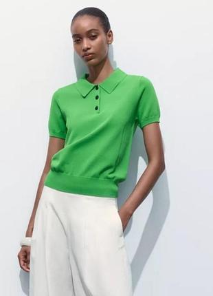 Поло зеленое zara новая коллекция