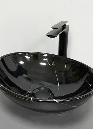 Умивальник (раковина) vbi parma black marmo glossy накладний