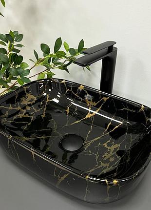 Умывальник (раковина) vbi ravenna marble black glossy накладной
