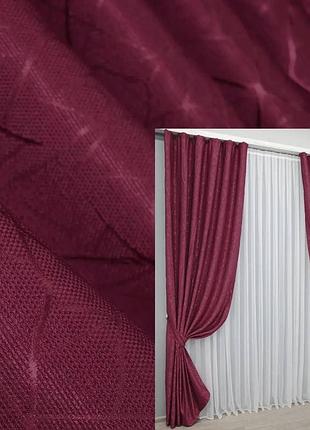 Комплект льняных штор 150×270 см (2 шт) бордо