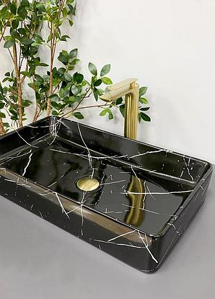 Умывальник (раковина) vbi triest black marmo glossy накладной