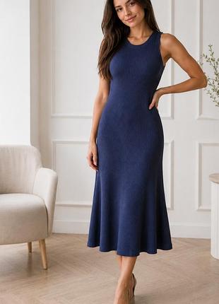 Удлиненное платье в рубчик с хлопком , вискозой от massimo dutti,  m