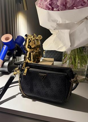 Сумка guess темно-сіра з візерунком