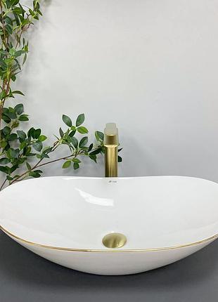 Умывальник (раковина) vbi turin white gold edge накладной