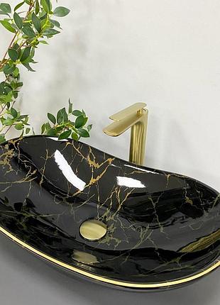 Умывальник (раковина) vbi turin marble black glossy накладной