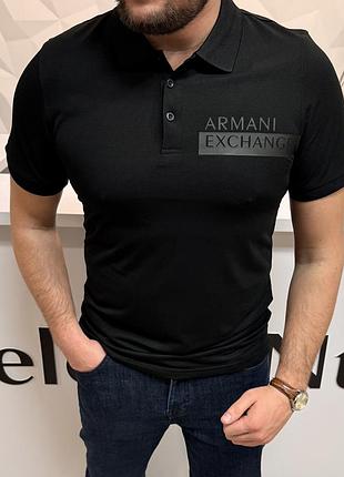 Чорна чоловіча футболка поло armani