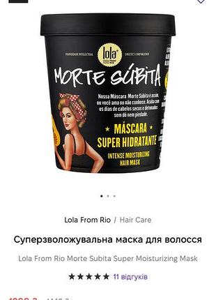 Суперзволожувальна маска для волосся lola from rio morte subita super moisturizing mask