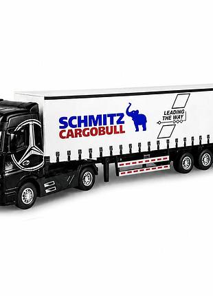 Металева модель фури mercedes-benz actros schmitz інерційна дитяча вантажівка 31 см зі звуковими та світловими ефектами