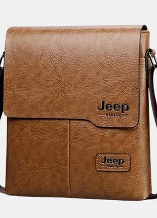 Сумка чоловіча через плече планшет світло-коричнева jeep (225ск)
