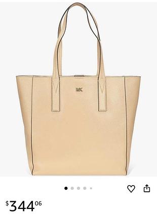 Бежева сумка michael kors junie large pebbled велика сумочка пудра шкіряна сумка