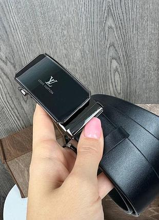 Ремень мужской кожаный черный поясной пряжка автомат из натуральной кожи