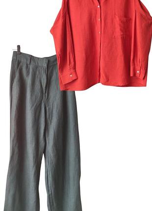 Комплект: блуза zara + брюки лен-вискоза р.s- m