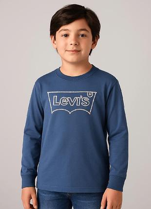 Лонгслів levis для дітей з органічної бавовни з логотипом синій (184 pvu blue (140 (10a))
