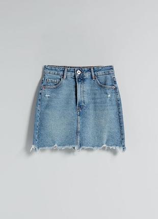 Джинсова спідниця, спідниця bershka, джинсова міні спідниця, джинсова спідниця bershka, блакитна спідниця