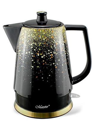 Електрочайник керамічний maestro 1.5л золотий (mr-074-gold)