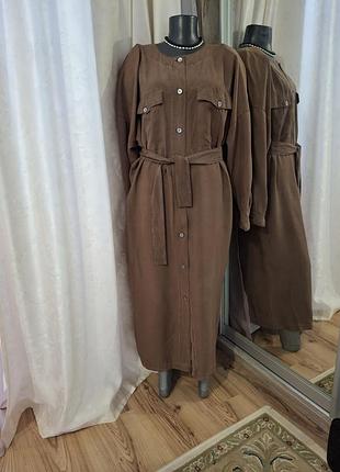 Шёлковое с пояском платье 👗 рубашка