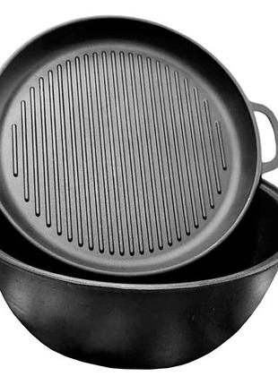 Казан чугунный мy-dishes 400мм x 18л татарский (14.4кг) с крышкой-сковородою гриль (v18cpgr)