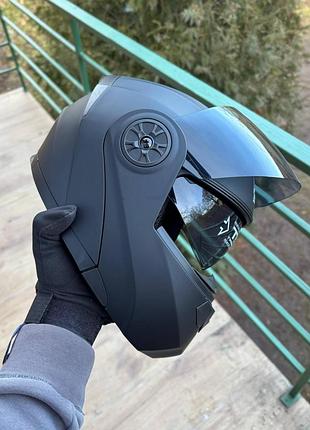 Мото шолом модуляр (трансформер) bld helmets чорний, з окулярами l + подарунки: балаклава, чохол