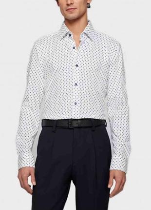 Рубашка boss slim-fit shirt in printed cotton c-hank