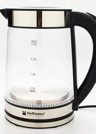 Електрочайник hoffmans 2,2 л hm-2515 • скляний чайник для чаю та кави 1800w