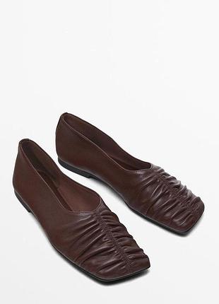 Мокасини лофери туфлі шкіряні коричневі жіночі massimo dutti