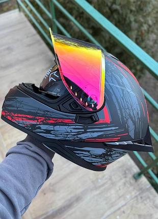 Мото шлем интеграл orlvs helmets 703 красный, с очками s + подарки: балаклава, чехол