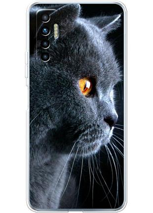 Чохол силіконовий з картинкою на tecno camon 17p (британський кіт)