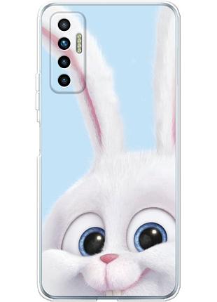 Чехол силиконовый с картинкой на tecno camon 17p (кролик снежок)