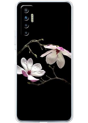 Чохол силіконовий з картинкою на tecno camon 17p (квітка, манголія)