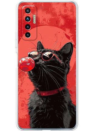 Чехол силиконовый с картинкой на tecno camon 17p (стильный котик)