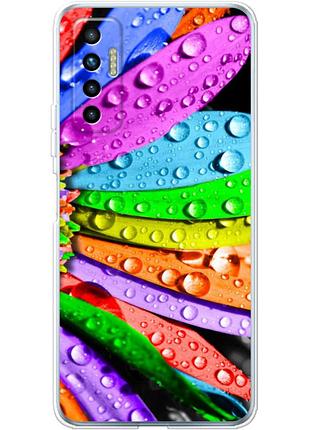 Чехол силиконовый с картинкой на tecno camon 17p (цветные листья)