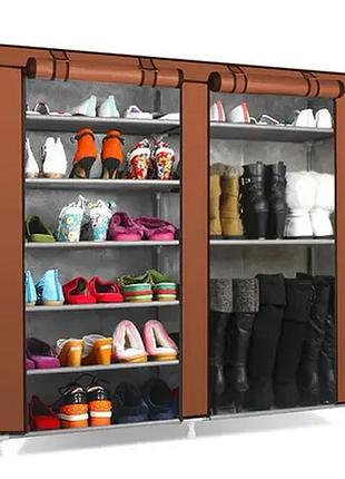 Шкаф для обуви shoe cabinet тканевый двухсекционный органайзер с полками